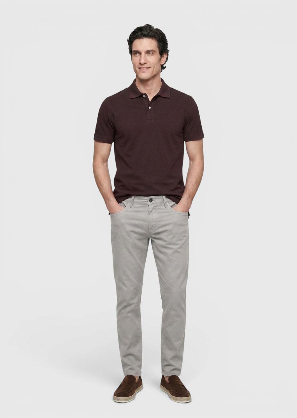 Mürdüm Düz Polo Yaka %100 Pamuk T-Shirt