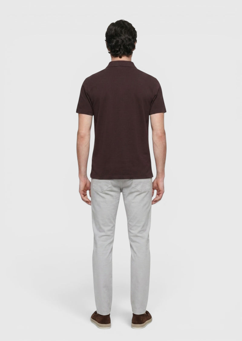 Mürdüm Düz Polo Yaka %100 Pamuk T-Shirt