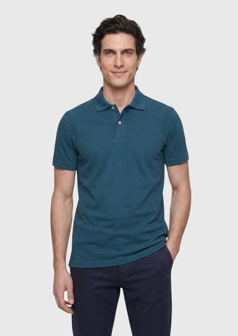 Petrol Düz Polo Yaka %100 Pamuk T-Shirt