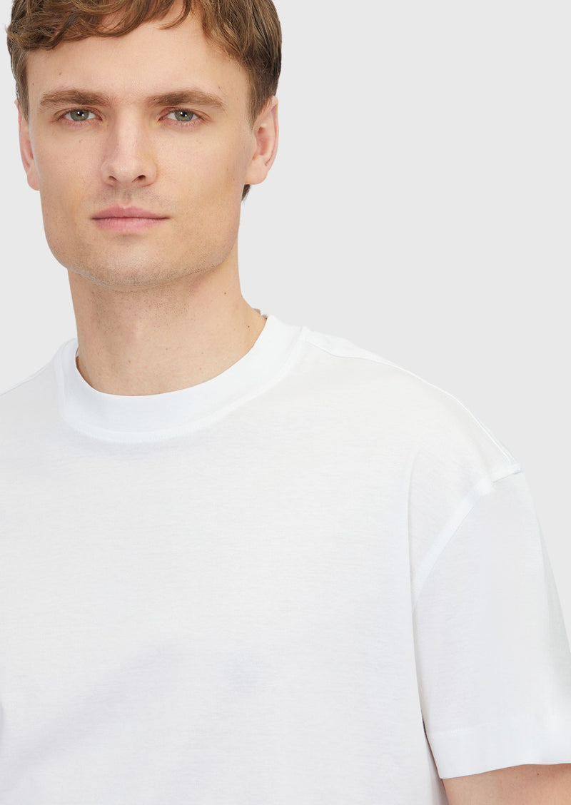Beyaz Düz Bisiklet Yaka %100 Pamuk T-Shirt