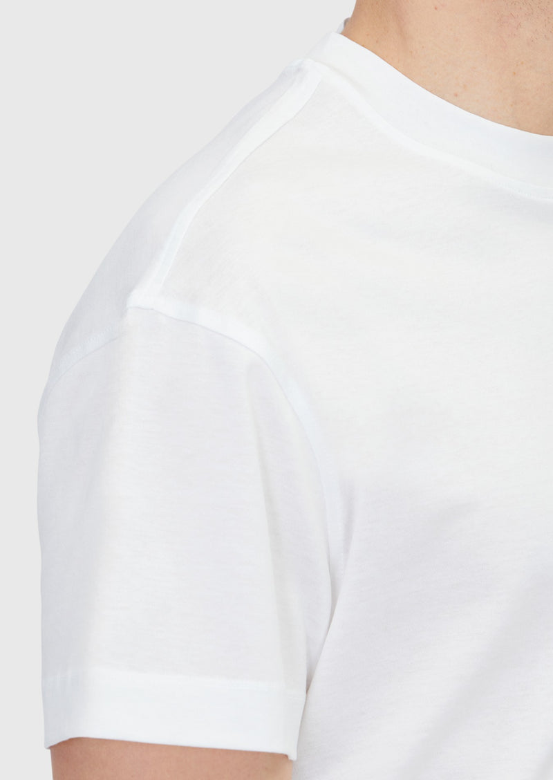 Beyaz Düz Bisiklet Yaka %100 Pamuk T-Shirt