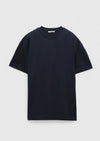 Lacivert Düz Bisiklet Yaka %100 Pamuk T-Shirt