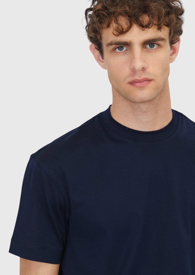 Lacivert Düz Bisiklet Yaka %100 Pamuk T-Shirt