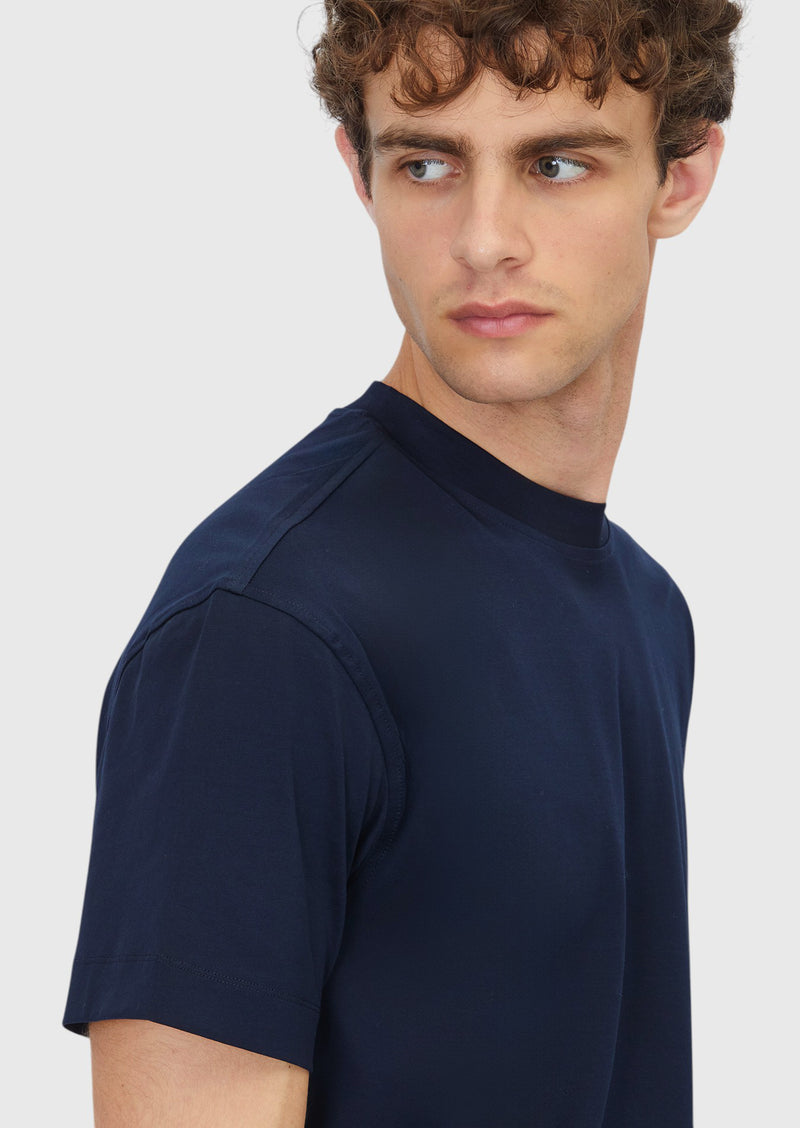 Lacivert Düz Bisiklet Yaka %100 Pamuk T-Shirt