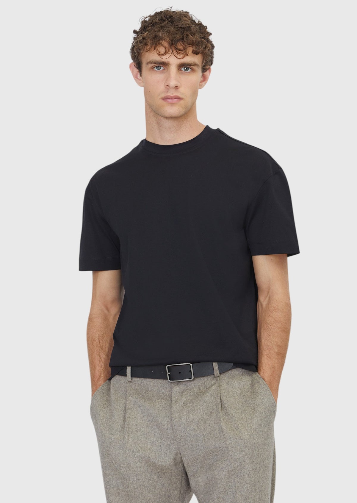 Black Plain Crew Neck 100% Cotton T-Shirt