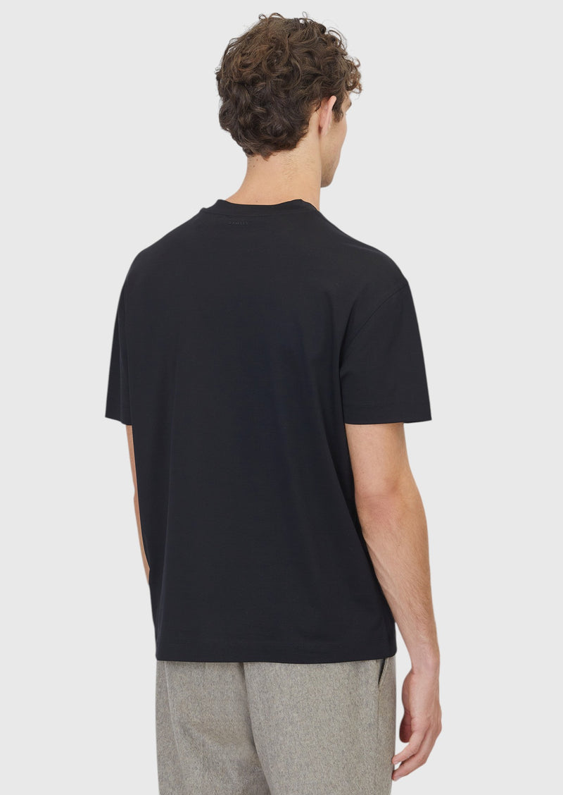 Siyah Düz Bisiklet Yaka %100 Pamuk T-Shirt