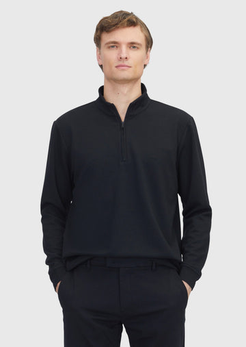 Siyah Dik Yaka Düz Sweatshirt