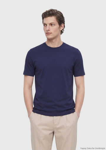 Navy Blue Plain Crew Neck T-Shirt