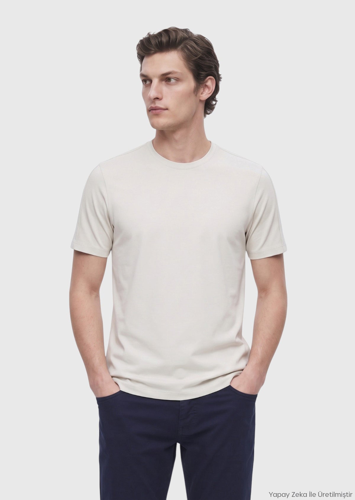 Taş Düz Bisiklet Yaka T-Shirt