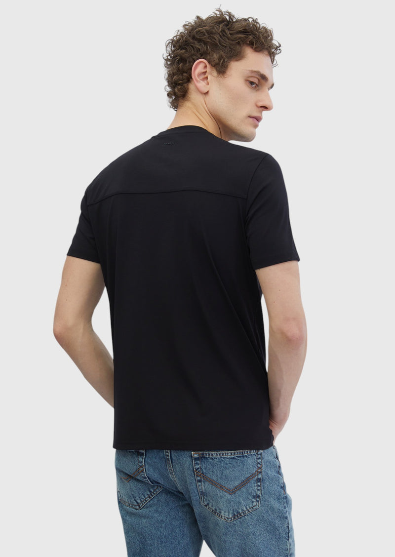 Siyah Düz Bisiklet Yaka T-Shirt
