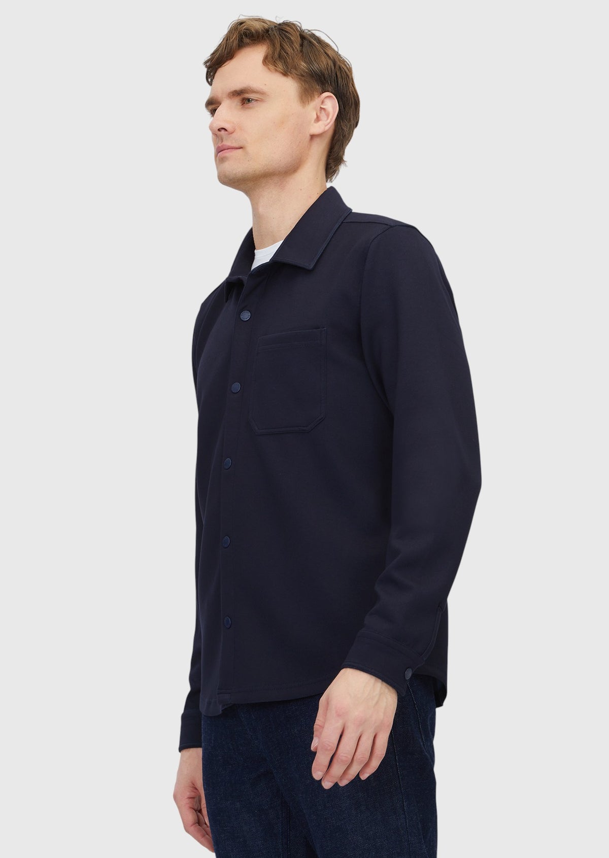 Lacivert Polo Yaka Düz Sweatshırt