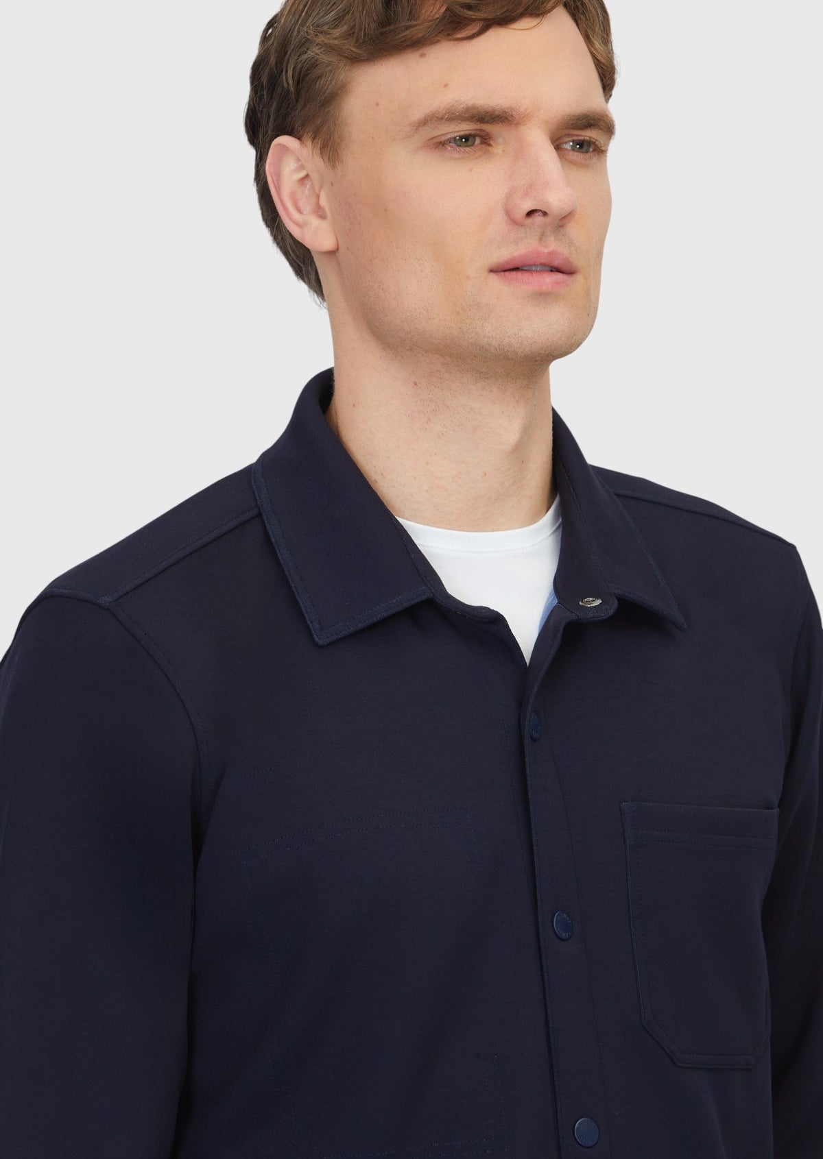 Lacivert Polo Yaka Düz Sweatshırt