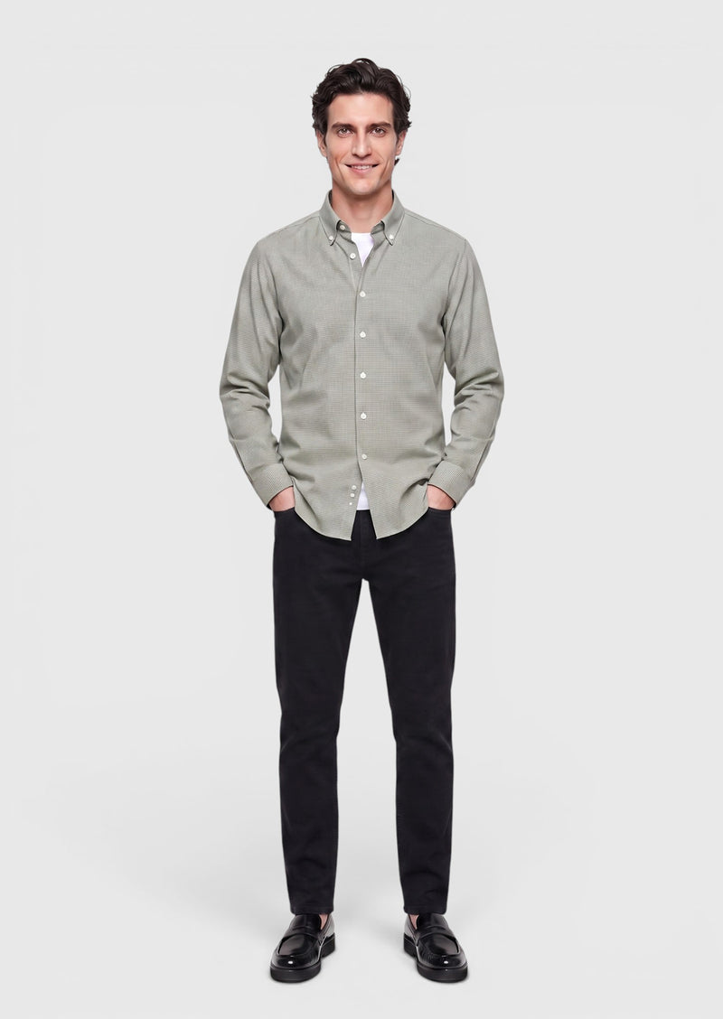 Haki Casual Fit Uzun Dokuma Casual Pamuk Karışımlı Gömlek