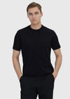 Siyah Jakarlı Bisiklet Yaka %100 Pamuk T-Shirt