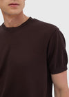 Kahverengi Jakarlı Bisiklet Yaka %100 Pamuk T-Shirt