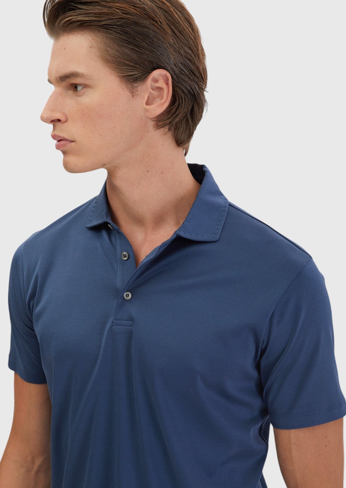İndigo Düz Polo Yaka %100 Pamuk T-Shirt