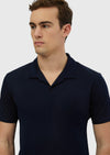 Lacivert Jakarlı Polo Yaka %100 Pamuk T-Shirt
