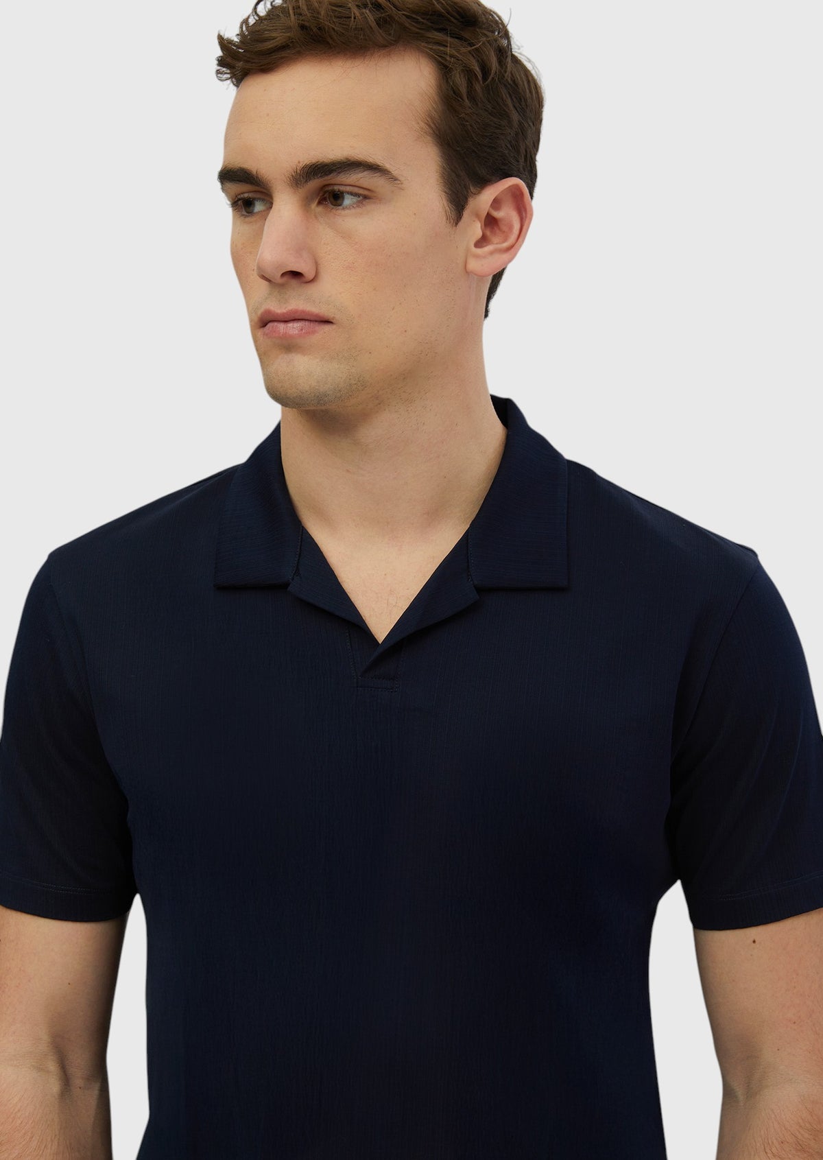 Lacivert Jakarlı Polo Yaka %100 Pamuk T-Shirt