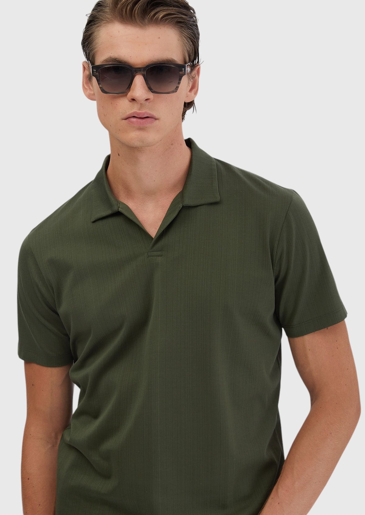 Haki Jakarlı Polo Yaka %100 Pamuk T-Shirt