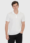 Beyaz Düz Polo Yaka Pamuk Karışımlı T-Shirt