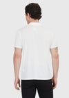 Beyaz Düz Polo Yaka Pamuk Karışımlı T-Shirt