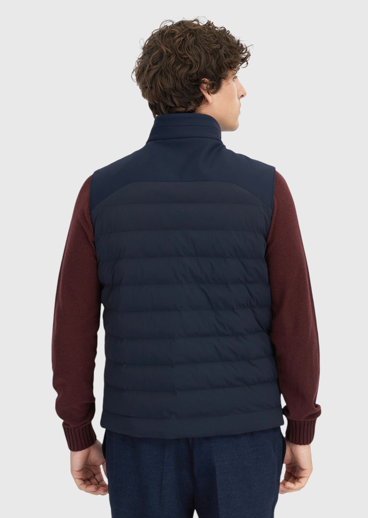 Lacivert Regular Fit Dik Yaka Casual Dokuma Spor Yelek