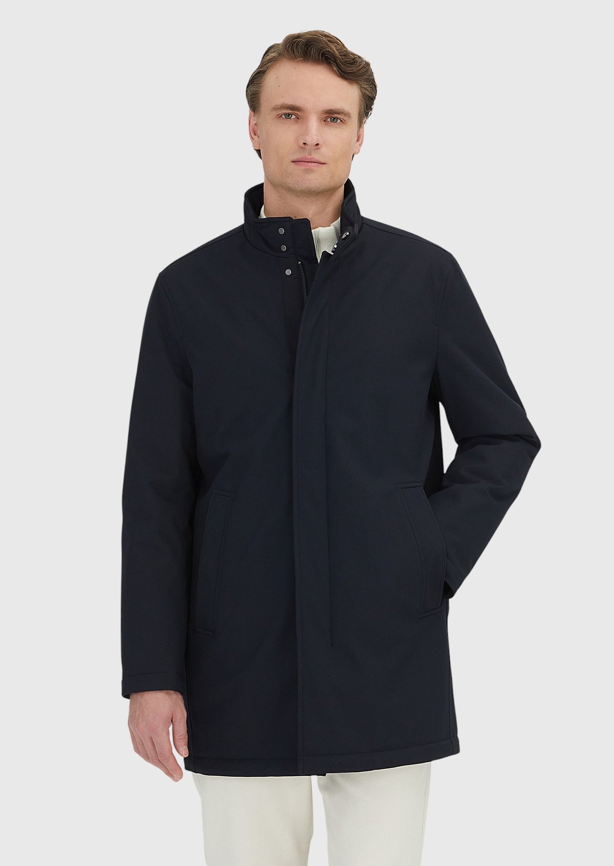 Lacivert Regular Fit Dik Yaka Casual Dokuma Kaban