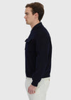 Lacivert Regular Fit Dik Yaka Casual Dokuma Mont
