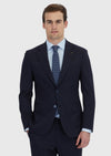 Lacivert Çizgili Zeroweight Slim Fit Yün Karışımlı Takım Elbise