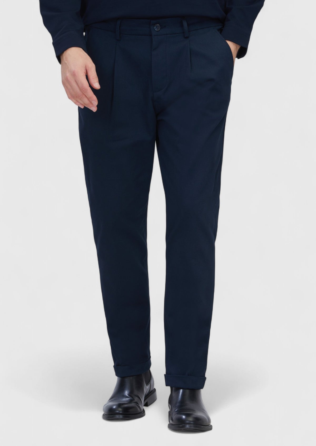 Lacivert Düz Dokuma Regular Fit Casual Pamuk Karışımlı Pantolon