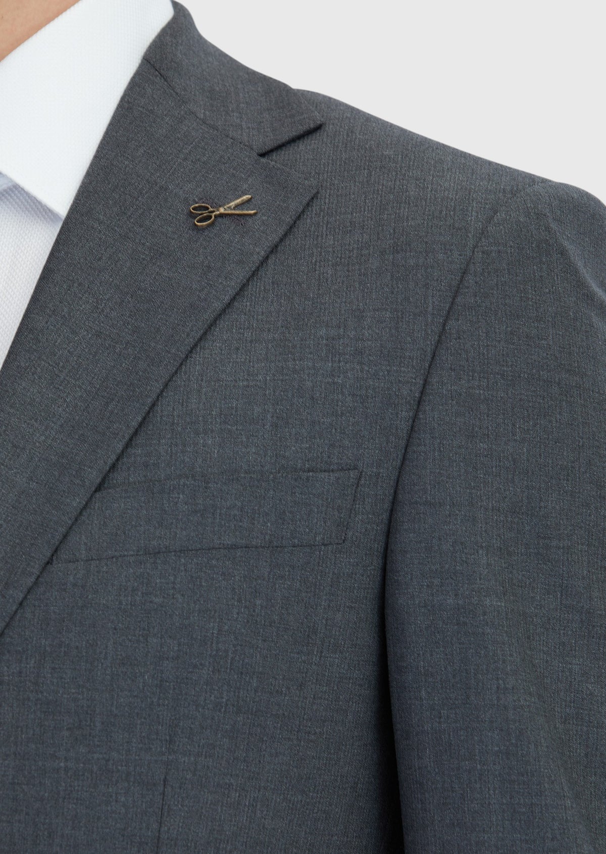 Koyu Gri Mikro Modern Fit Yün Karışımlı Takım Elbise