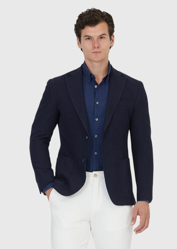 Lacivert Düz Shirt Shoulder Slim Fit Pamuk Karışımlı Örme Ceket