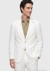 Beyaz Düz Zeroweight Slim Fit %100 Keten Takım Elbise
