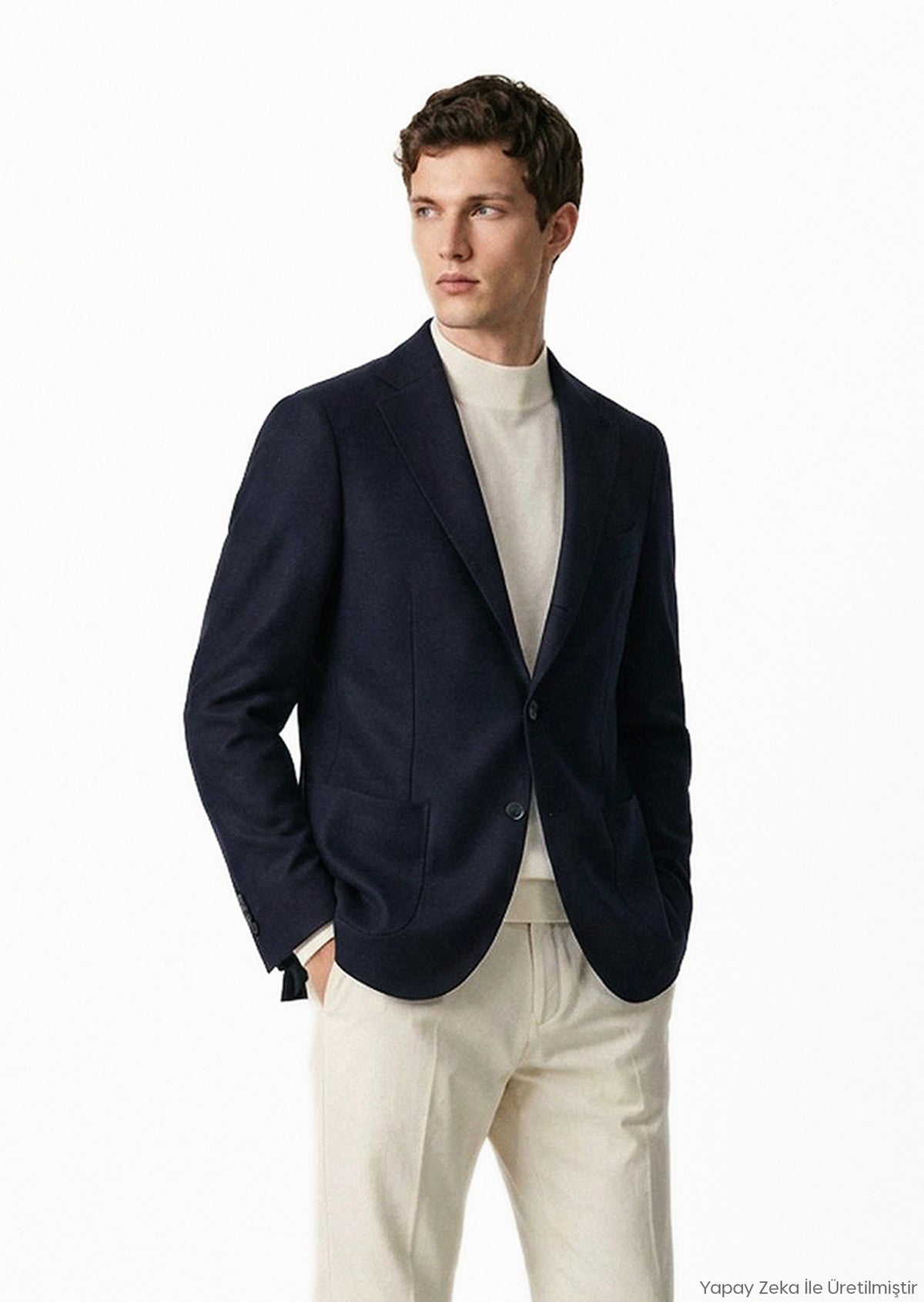 Lacivert Comfort Fit %100 Yün Ceket