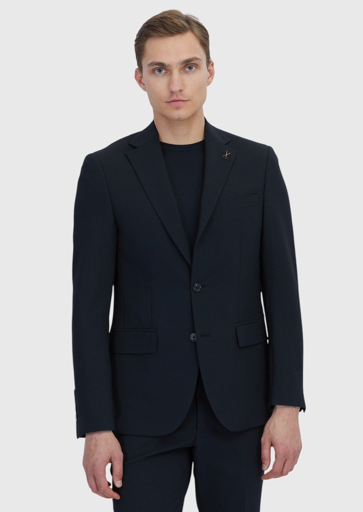 Siyah Mikro Modern Fit Yün Karışımlı Takım Elbise