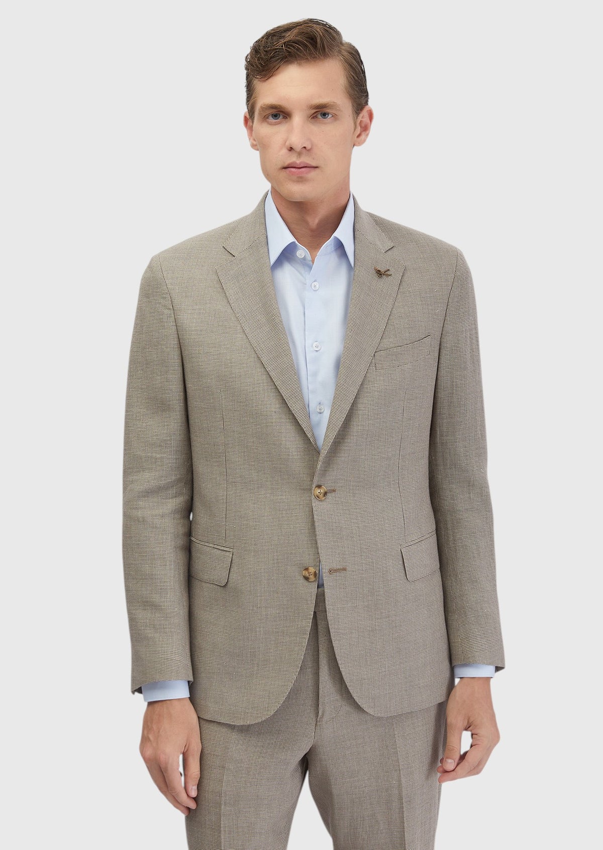 Kahverengi Zeroweight Slim Fit Yün Karışımlı Takım Elbise