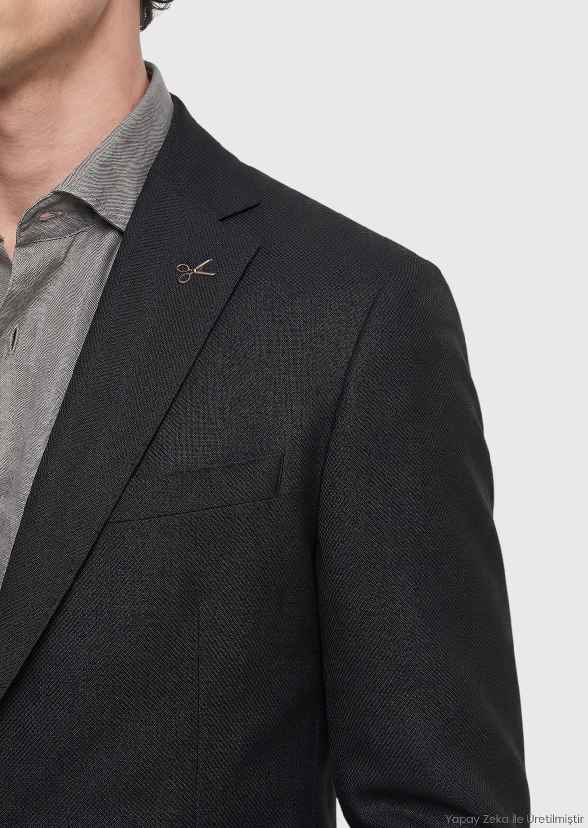 Siyah Desenli Regular Fit %100 Yün Ceket