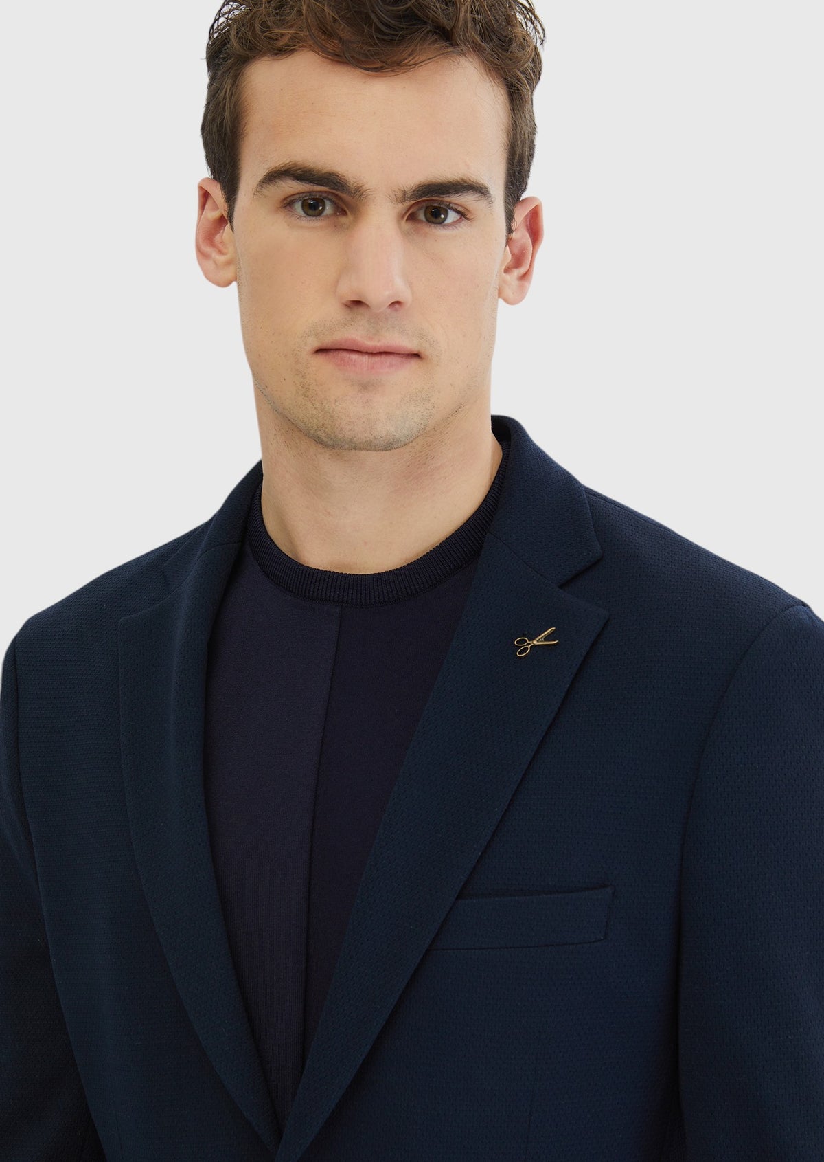 Lacivert Düz Comfort Fit Örme Takım Elbise