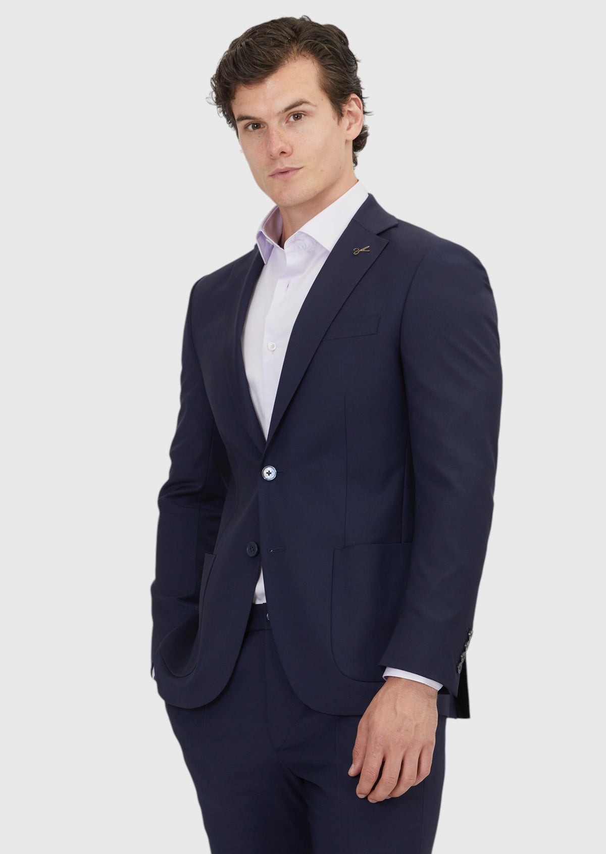 Saks Düz Modern Fit Yün Karışımlı Takım Elbise
