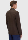 Kahverengi Düz Shirt Shoulder Slim Fit %100 Keten Ceket