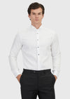 Beyaz Slim Fit Düz Manşet Smokin Gömlek