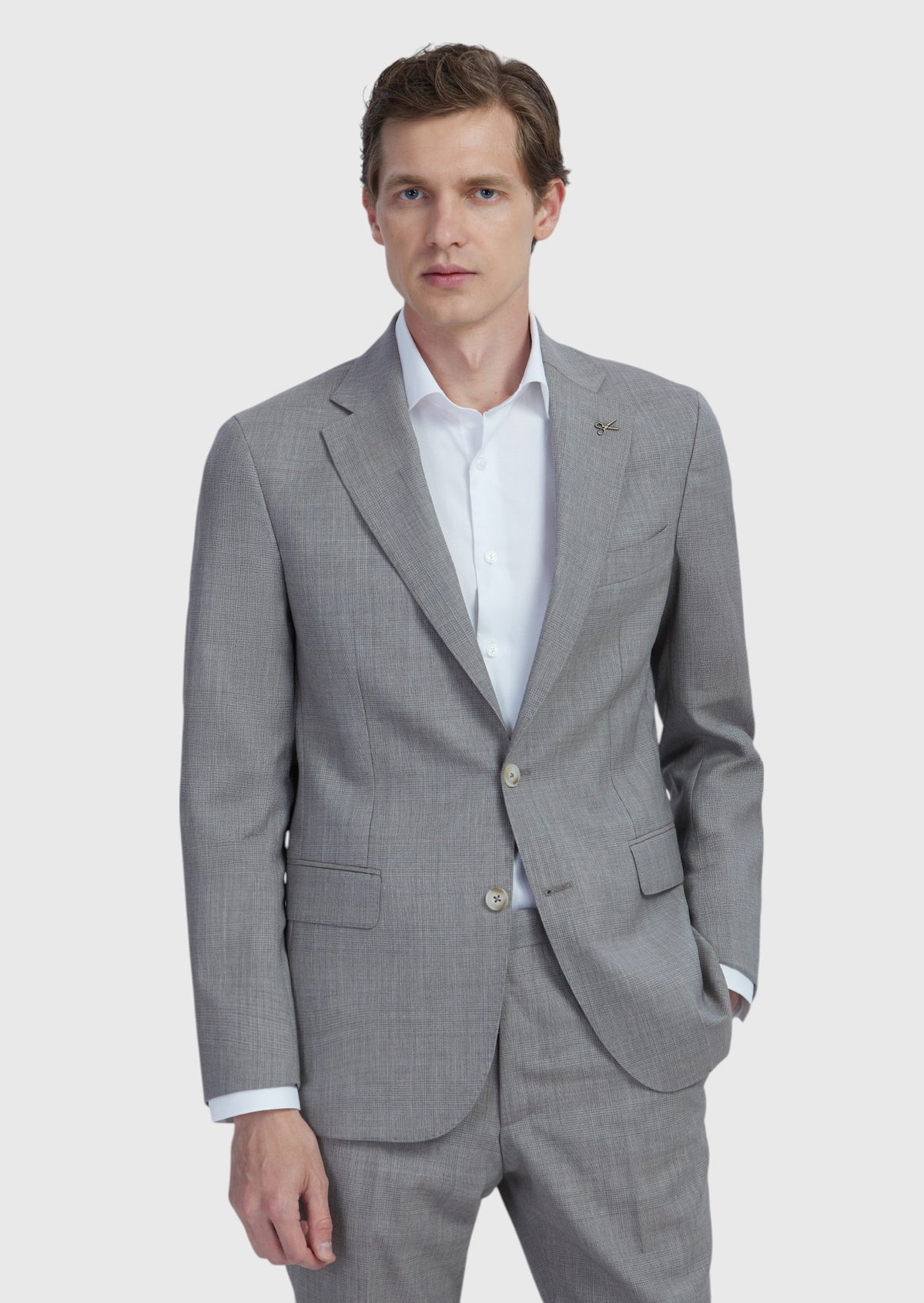 Vizon Kareli Zeroweight Slim Fit %100 Yün Takım Elbise