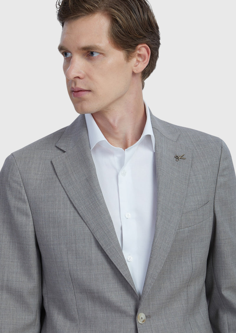 Vizon Kareli Zeroweight Slim Fit %100 Yün Takım Elbise