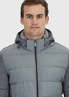 Gri Regular Fit Kapüşonlu Casual Dokuma Mont