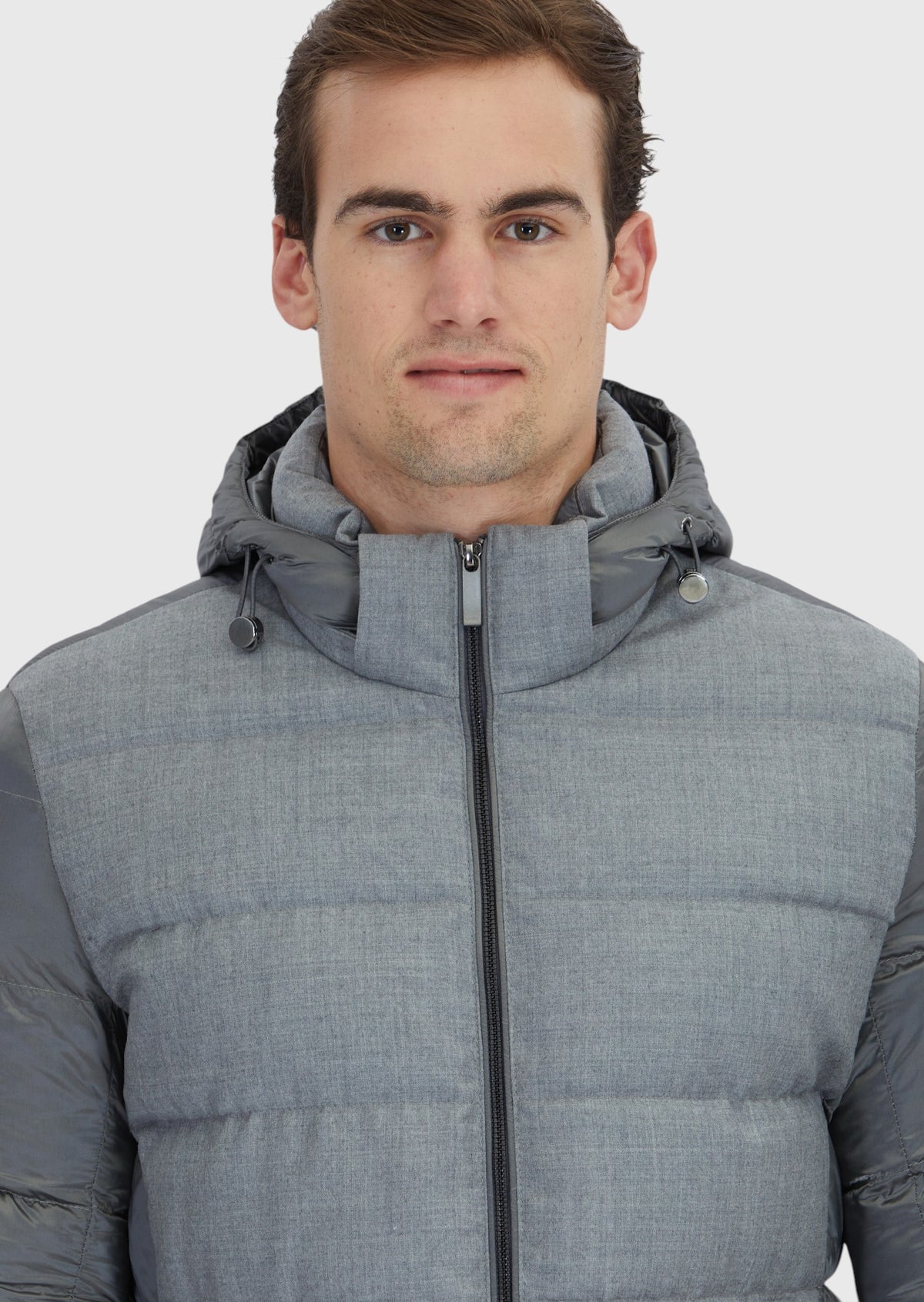 Gri Regular Fit Kapüşonlu Casual Dokuma Mont