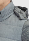 Gri Regular Fit Kapüşonlu Casual Dokuma Mont
