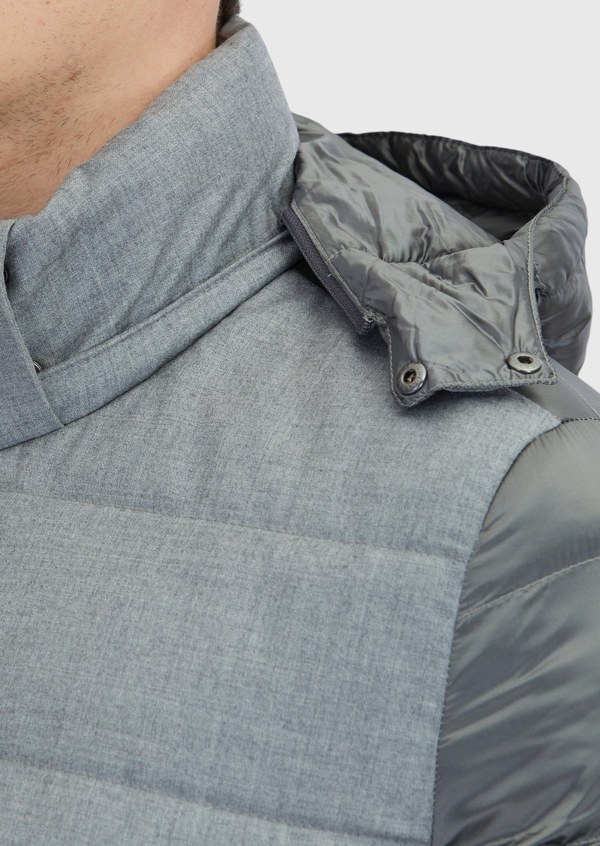 Gri Regular Fit Kapüşonlu Casual Dokuma Mont