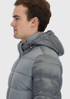 Gri Regular Fit Kapüşonlu Casual Dokuma Mont
