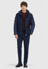 Lacivert Regular Fit Kapüşonlu Casual Dokuma Mont