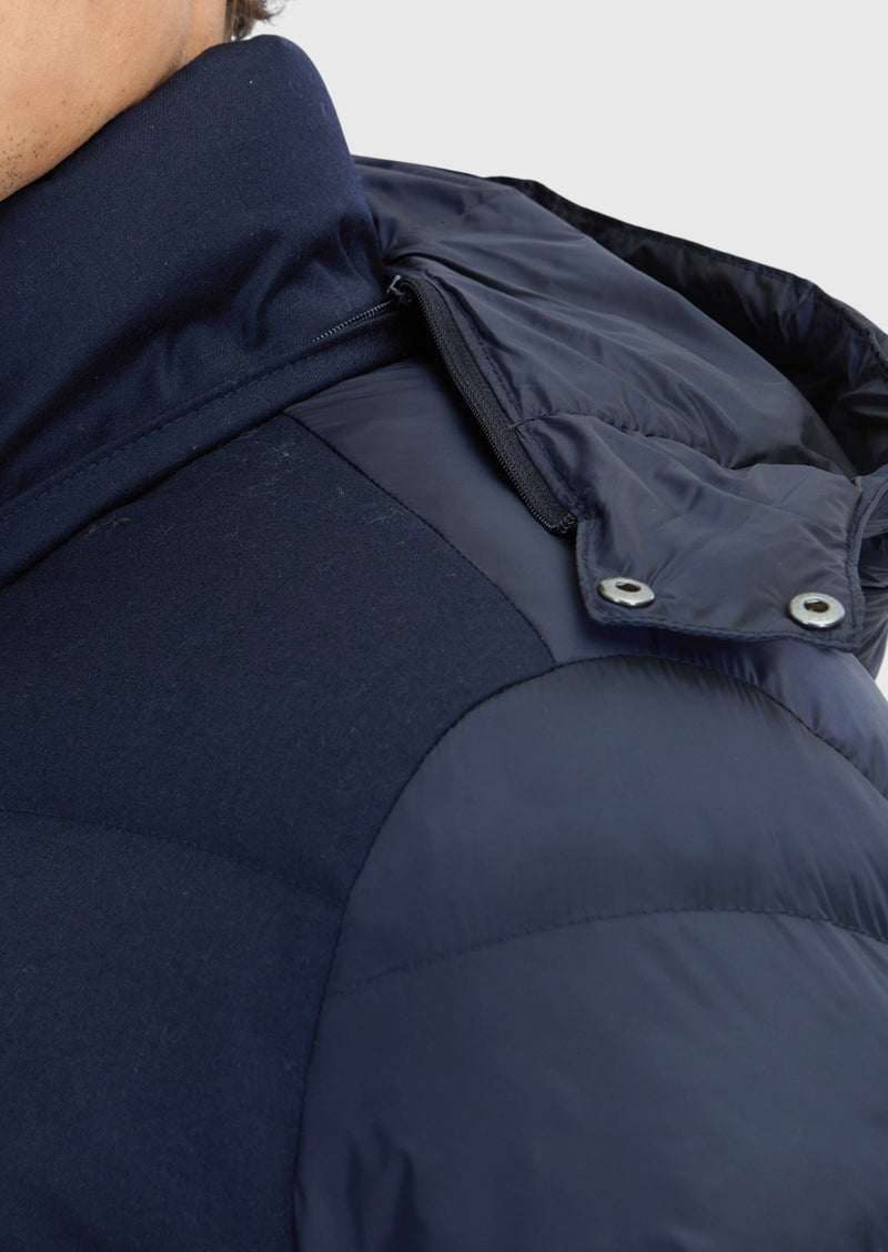 Lacivert Regular Fit Kapüşonlu Casual Dokuma Mont
